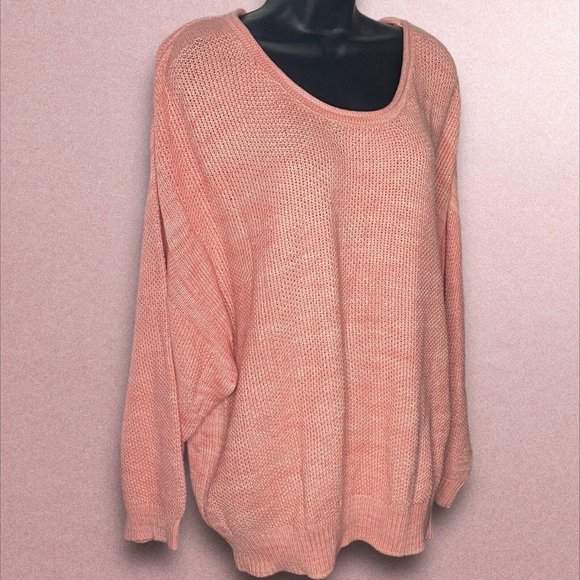 Terra & Sky Women’s Plus Size 1X, 16W-18W Scoop Neck Sweater Coral Cozy NEW - Picture 2 of 6